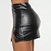 Women PU Leather Bodycon Short Skirt High Waisted Stretchy Asymmetrical Split Hem Hip Wrap Mini Skirt