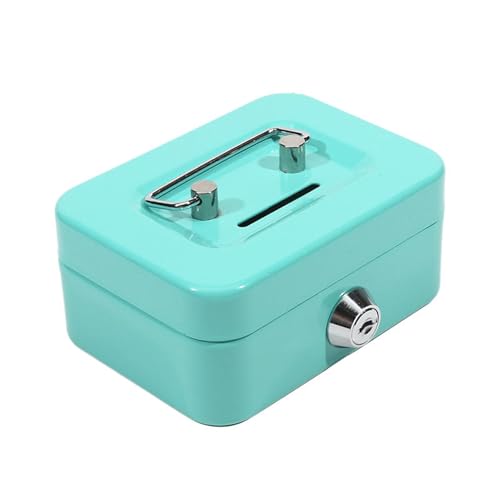 OAIEU Leichte, Kleine Geldkassette Mit Schloss Und Schlitz, Vielseitig Einsetzbar, Reise-Sparschwein Aus Metall, Safe, Organizer Für Erwachsene(Grün)