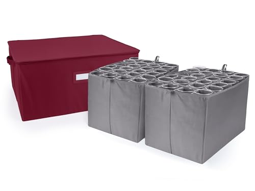 Covermates Keepsakes China Cups and Coffee Mugs Storage Box – Stackable, Reinforced Handles, China Storage, Scarlett Red