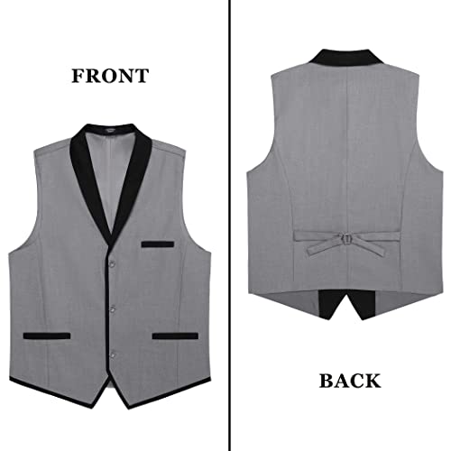 Coofandy Men's V-Neck Sleeveless Slim Fit Vest,Jacket Business Suit Dress Vest, Grey, X-Large(Chest: 47.2'') #TOP3