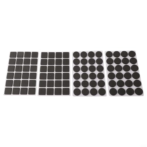 Cushteg 96PCS DIY Möbel Stuhlbeinpolster für Bodenschutz – Runde und quadratische Filzschoner für Tischbeine, rutschfest und kratzfest, schwarze EVA-Füße Pads (48 Runden + 48 Quadrate)