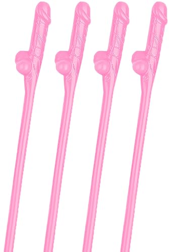 Pink Party Straws 10PCS Hen Party Naughty Drinking Straws Chick Reusable Hard Plastic Straws for Parties Girls Cocktail Night Novelty Party Accessories for Bar Bachelorette Party Birthday Wedding