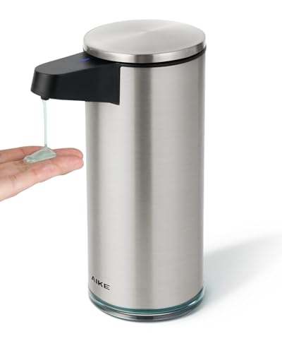 AIKE SensePro Dispenser Sapone Liquido Automatico, Ricaricabile USB-C, Acciaio Inossidabile Spazzolato 380ml
