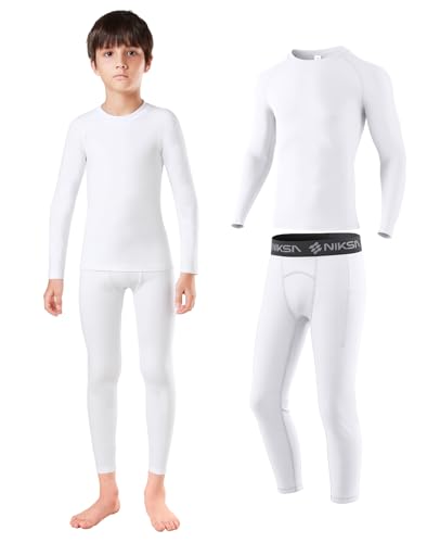 Niksa Thermounterwäsche Set für Jungen 5-12J - Extra Warme Ski & Sportunterwäsche, Hochatmungsaktiv als Basis für Fußball, Wandern & Radfahren,4 Jahreszeiten Funktionswäsche