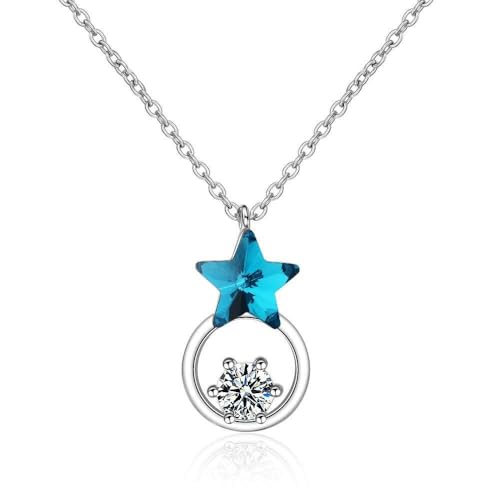Bijoux en argent sterling 925 et cristal bleu collier haut de gamme