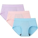 FUVVRVAL Reusable Bedwetting Underwear for Girls, 6-Layer Absorbent Confident Nighttime Underwear for Big Kids, 3-Pack
