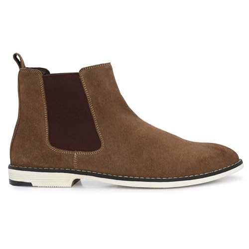 Image of Blue Leather By Centrino Genuine Leather Men's Formal and Casual Leather Boots | Versatile and Sophisticated Chelsea Boots for Every Season | Fashionable Elegant Boots for Any Occasion (3964)