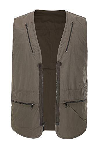 Spanye Colete masculino de pesca Alive, com vários bolsos, casual, para trabalho, sem mangas, Cinza,