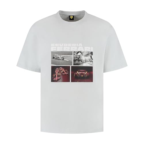 PUMA Scuderia Ferrari F1 Camiseta Forza Tifosi con Estampado de Coche y Escudo en el Pecho - Gris Medio - Talla L