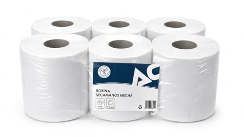 Bobina Papel Secamanos Mecha Laminado Gofrado Doble Capa - Pack 6 unidades | Gran resistencia y absorción.