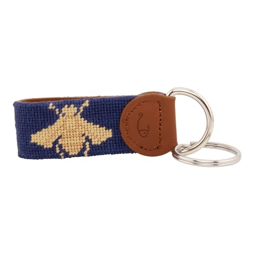 Image of Leather Hand-Stitched Needlepoint Key Fob or Key Chain