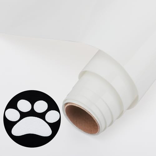 NANAPLUMS Rollo de vinilo para plóter textil, 30,5 x 100 cm, rollo de vinilo para camisetas, vinilo 3D de transferencia de calor, fácil de cortar, quitar las escamas y transferir, color blanco