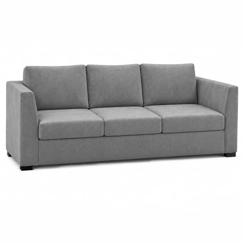 Image of FURNY Revona 5 Seater L Shape Sofa Set with 2 Movable Ottoman | Flexible Left or Right Layout | Plush Velvet Fabric (Dark Grey) | Perfect for Living Room, Guest Room & Office