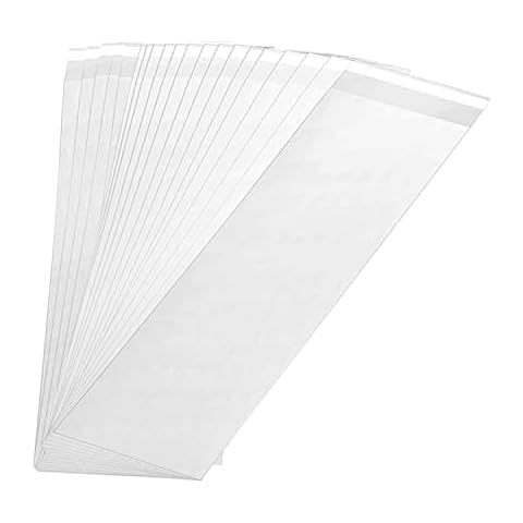 KoberrLi 3 x 8 inchs Clear Resealable Cello Cellophane Bags 100 Pcs Long Clear Cookie Bags Self Adhesive for Candy Cookies Cards Dipping Bags Cover