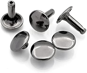 CRAFTMEMORE 9mm Cap x 10mm Post Leather Rivet Double Cap Rivets Tubular Metal Rapid Rivet Studs Leather Craft 50 Sets (10 mm Post, Gunmetal)