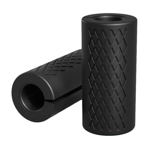 YCYU Dumbbell Grips Anti-slip Rubber Barbell Shoulder Pads Powerlifting Fat Hand Grips, Weightlifting Bodybuilding Home Workout (Black) Cover