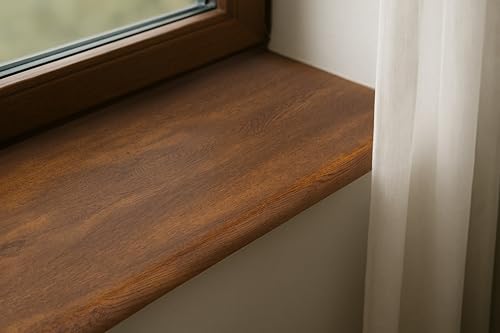 Dekofasada Appui de Fenêtre Intérieur en PVC avec Embouts de Finition, Rebord Intérieur Facile d’Entretien pour Fenêtres en PVC, Bois et Aluminium, 20 x 190 cm, Chêne Doré – vue 3