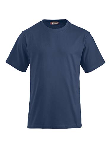 CLIQUE - koszulka z okrągłym dekoltem pół rękawa mężczyźni kobiety Unisex Classic-T, bawełna Jersey, taśma przeciwdeszczowa, kołnierz stretch, slim-fit, Granatowy, XXL