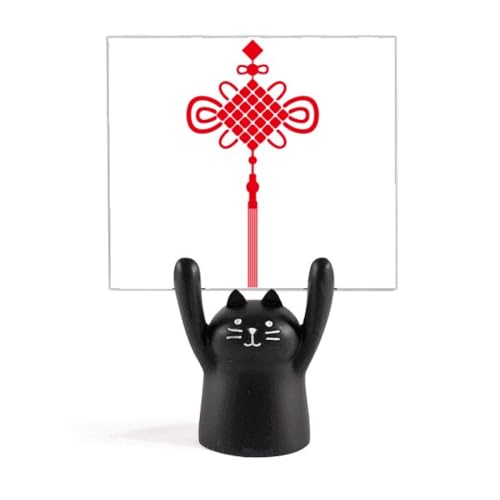 Support de mémo nœud de Chine rouge et chat noir pour bureau organisé