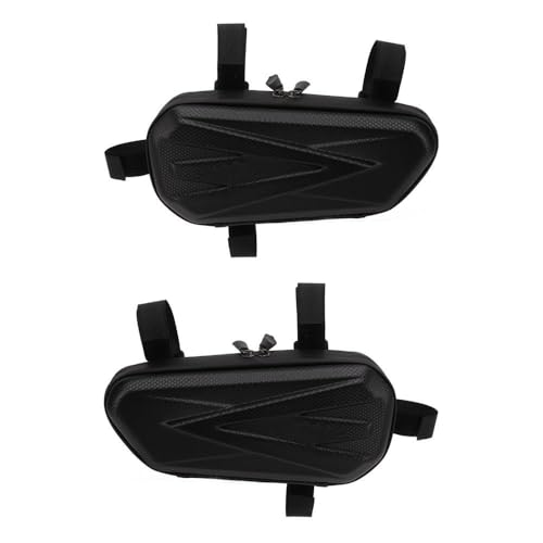 Alforjas triangulares para motocicleta, par universal impermeable con carcasa dura EVA y cierre doble de cremallera, bolsa para herramientas colgante para cuadro y tubo de asiento miniatura 1