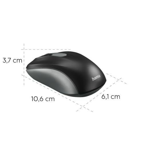 Image of Hama AMW-200 Optical Wireless Mouse with Nano Receiver,1600 DPI Optical Sensor, 2.4GHz Connectivity, 3 Buttons Wireless Mouse - (Anthracite /Black)