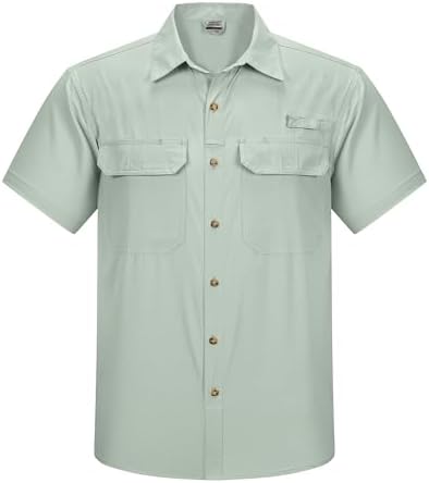 33,000ft Sporthemd voor heren, lange mouwen, ademend functioneel hemd, sneldrogend shirt, outdoorhemd voor mannen, lente, zomer, herfst, wandelen, vissen, shirts, Kaki, XL