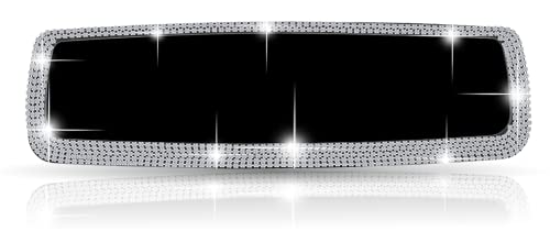 Bling Car Rear View Mirror - Rhinestone Rearview Car Mirror Covers for Women - Bedazzled Mirror Accessories for Cars - Cute Crystal Diamond Interior Mirror Cover Decorations - Car Rear Mirror Ornament
