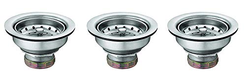 Moen 22036 3-1/2 Inch Kitchen Sink Stainless Steel Basket Strainer with Drain Assembly, Stainless (Pack of 3)