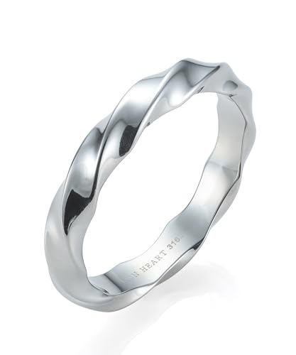 [ライオンハート] リング デュオリング/ツイスト サージカルステンレス 316L 金属アレルギー対応 つけっぱなしOK メンズ (シルバー, 15)