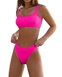 KerryKreey High Waisted Bikini Sets for Women Tummy Control Swimsuit Push Up Crop Top 2 Piece Teen Girls Bathing Suits