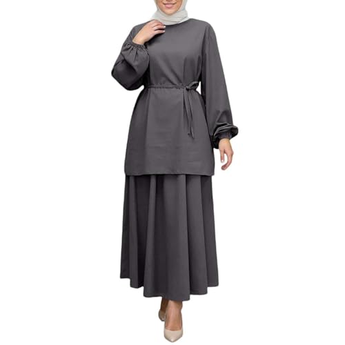 Abaya de prière confortable et fluide avec ensemble tunique et jupe