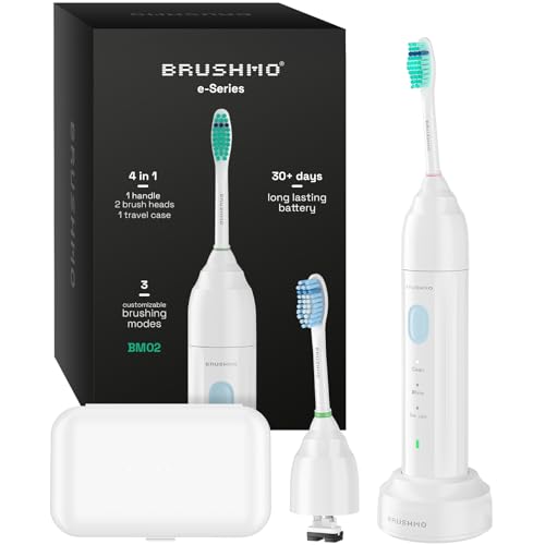 Image of BRUSHMO E-Series Rechargeable Electric Sonic Toothbrush for Adults, White