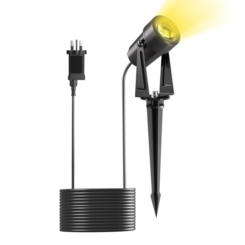 Yuusei Garden Lights Mains Powered, 1 Pack 3M Extendable Outdoor Spotlight, 3000K Warm White 27V LED Driveway Lights, IP65 Waterproof for Pathway, Fence, Pond, Yards