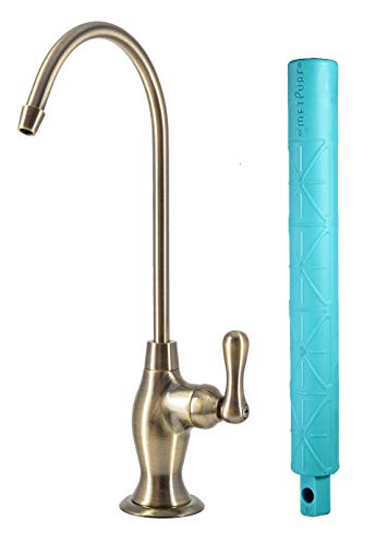 Image of Metpure Non-airgap NSF Certified RO Faucet Reverse Osmosis Drinking Water Filtration System Water Dispenser Spout (Antique Brass). Vase Style with Faucet Wrench