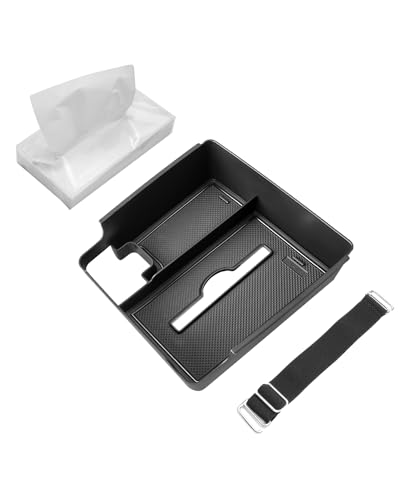 Image of CDEFG Center Console Organizer Tray for 2022-2025 2026 Nissan Frontier with Tissue Slot, 2025 2026 Frontier Truck Accessories Middle Console Organizer Armrest Storage Box with Elastic Band