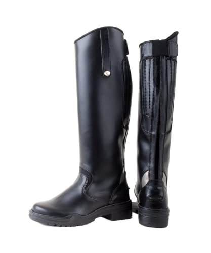 Rhinegold Damen Reitstiefel, Nebraska Synthetik-Stiefel, lang, Größe 42, Schwarz, UK 8 / EU