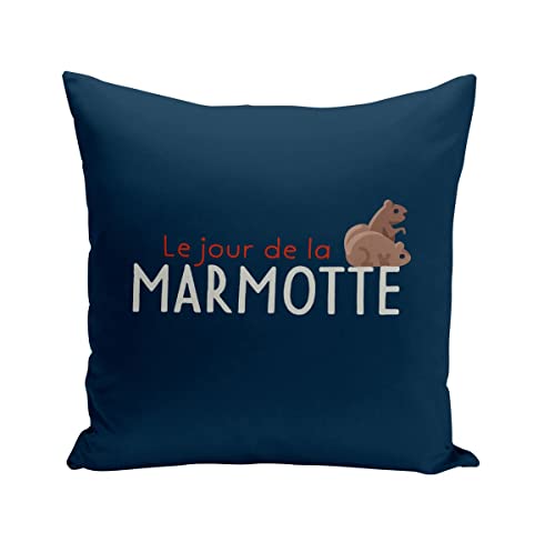 Fabulous Coussin 40x40 cm Le Jour de la Marmotte Sieste Humour