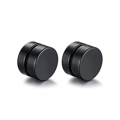 DANGAO Mens Strong Magnet Magnetic Ear Stud Set Non Piercing Earrings Fake Earrings Gift for Boyfriend Lover (Main Stone Color : 10mm, Metal Color : Black)