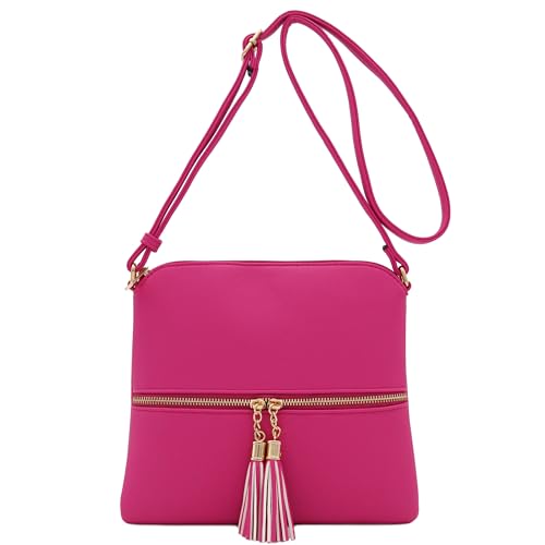 Image of DELUXITY Lightweight Medium Crossbody Bag with Tassel