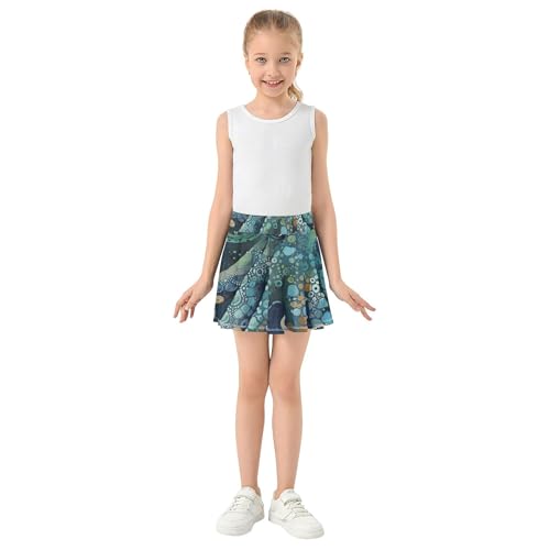 Athletic Shorts Girls Skorts Octopus Sea Animal Teal Blue Kids Tennis Skirts Pleated Teen Skirt 3t3