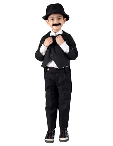 Image of BookMyCostume Charlie Chaplin Dress for Boys | Comic Character Fancy Dress Costume | Charlie Chaplin Costume for Kids 10-12 years