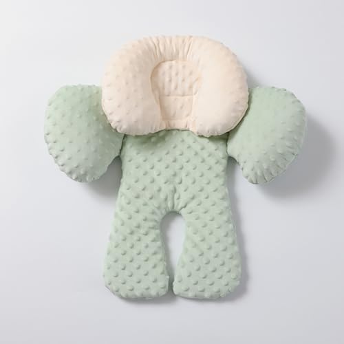 ベビーカーシート ベビーカー クッション 分離可能な枕クッション 頭部保護 防寒 柔らかい 通気 取付簡単 洗濯でき 春夏秋冬通用 (グリーン)