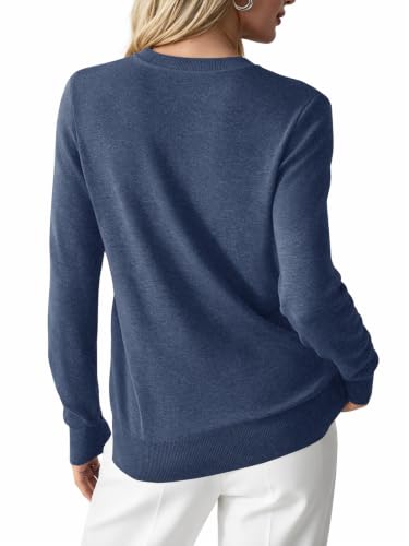 Image of GKBK Women's Wool Blend Sweaters 2026 Fall Fashion Lightweight Business Casual Outfits Long Sleeve Crew Neck Pullover Tops