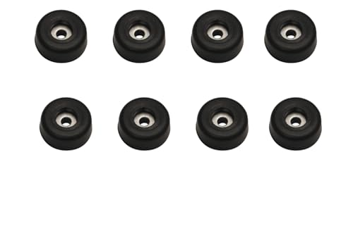 Image of Penn Elcom Small Black Flat Rubber Feet with Steel Washer - Set of 8 | Anti-Vibration Bumper Pads for Furniture, Cases, Electronics | Non-Slip for Floor & Surface Protection (O - 25.4mm, H - 10mm)