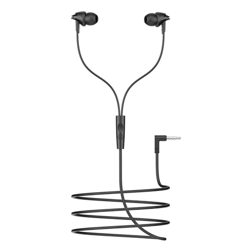 Image of Boat Bassheads 213L, 10mm Drivers, Signature Sound, in-Line Microphone, Integrated Controls, 3.5mm L-Shaped Connector & 120cm Braided Cable Wired Earphones with Mic (Active Black)