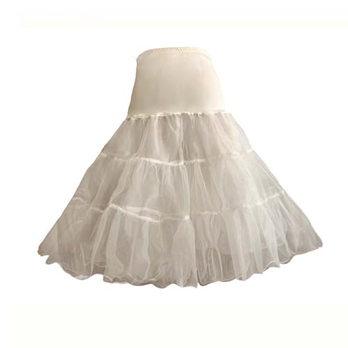 RULTA Damen 50er Jahre Vintage Petticoat 66 cm Krinoline Rockabilly Tutu Rock Slip S-L…, Elfenbein, S