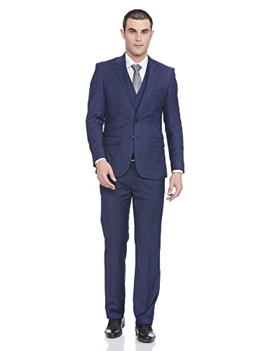 Image of Raymond Rayon Blend Men's Full Sleeve Contemporary FIT Dark Blue Formal Suit