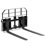 Titan Attachments Pro Series Pallet Fork Frame, 60' Pallet Fork Blades, Universal SSQA Connection, Rated 6,000 LB, C2 Hay Spear & Stabilizer Spear Sleeves Included, 2' Receiver Hitch