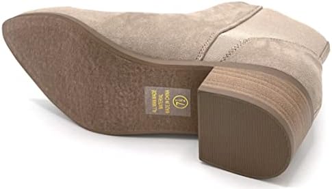 Soda Women Low Block Heel Elastic Sides Slip On Booties-JOCELYN Taupe 7.5 | Image 2
