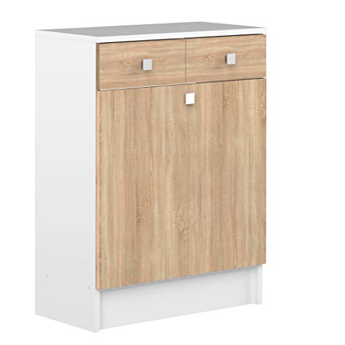 Symbiosis Bathroom Cabinet Combination with A Laundry, Oak and White, 60 x 81.5 x 29.6 cm Symbiosis Bathroom Cabinet Combination with A Laundry, Oak and White, 60 x 81.5 x 29.6 cm